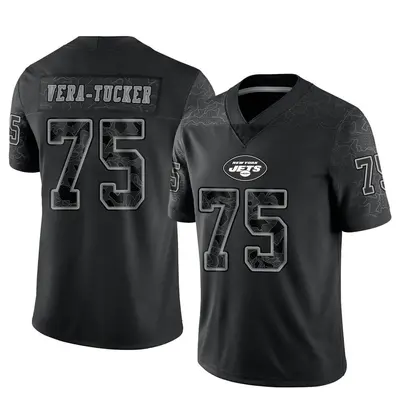 Men's Limited Alijah Vera-Tucker New York Jets Black Reflective Jersey